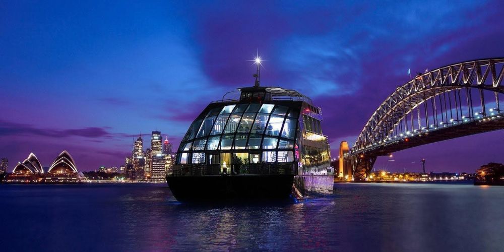  Dinner cruise on Sydney Harbour with the Opera House and Harbour Bridge in the background